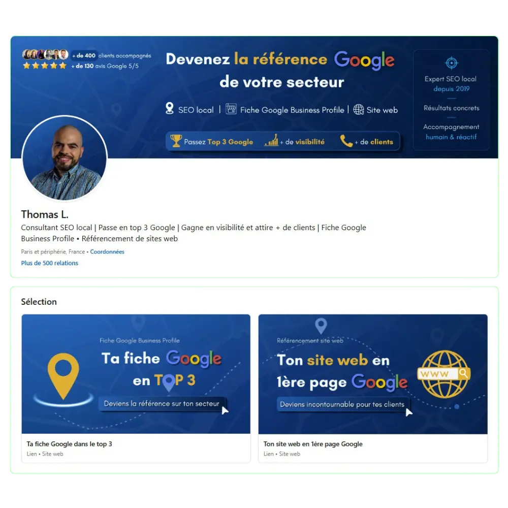 Refonte de profil LinkedIn d'un Expert SEO