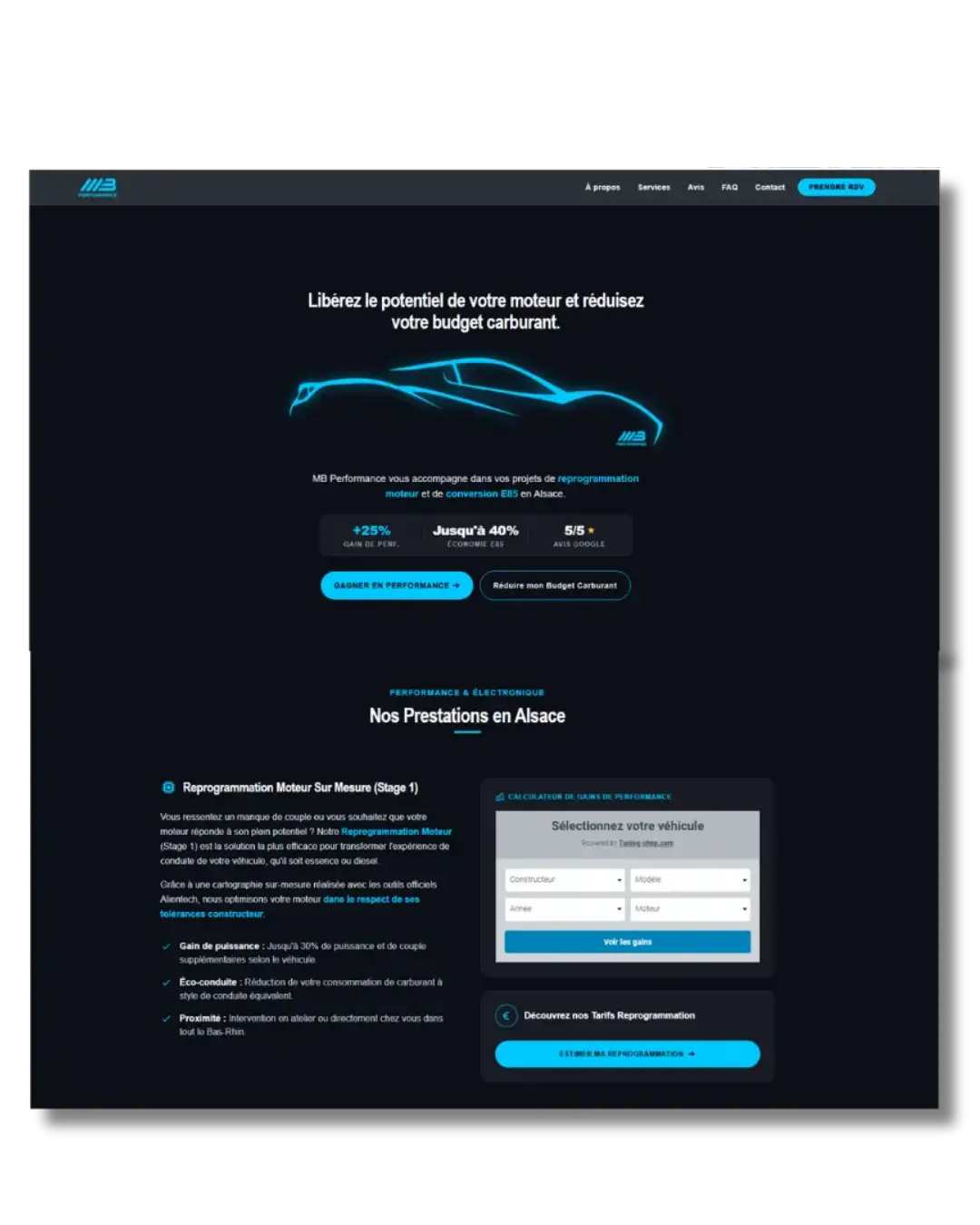 Aperçu du site MB Performance